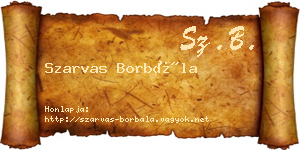 Szarvas Borbála névjegykártya